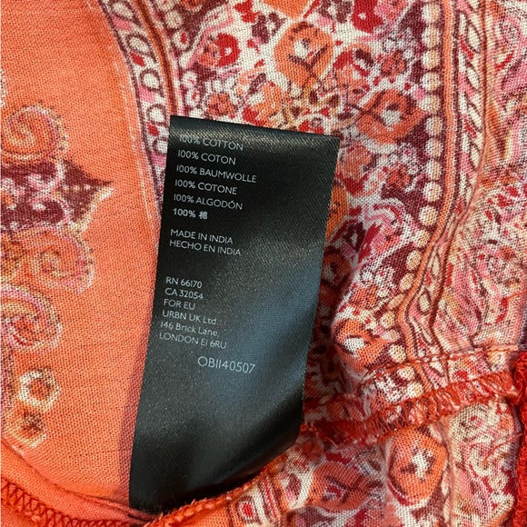 Free People Boho Dress Luna Scarf Print Red Coastal Cowgirl Balloon Sleeves XS - Picture 15 of 15